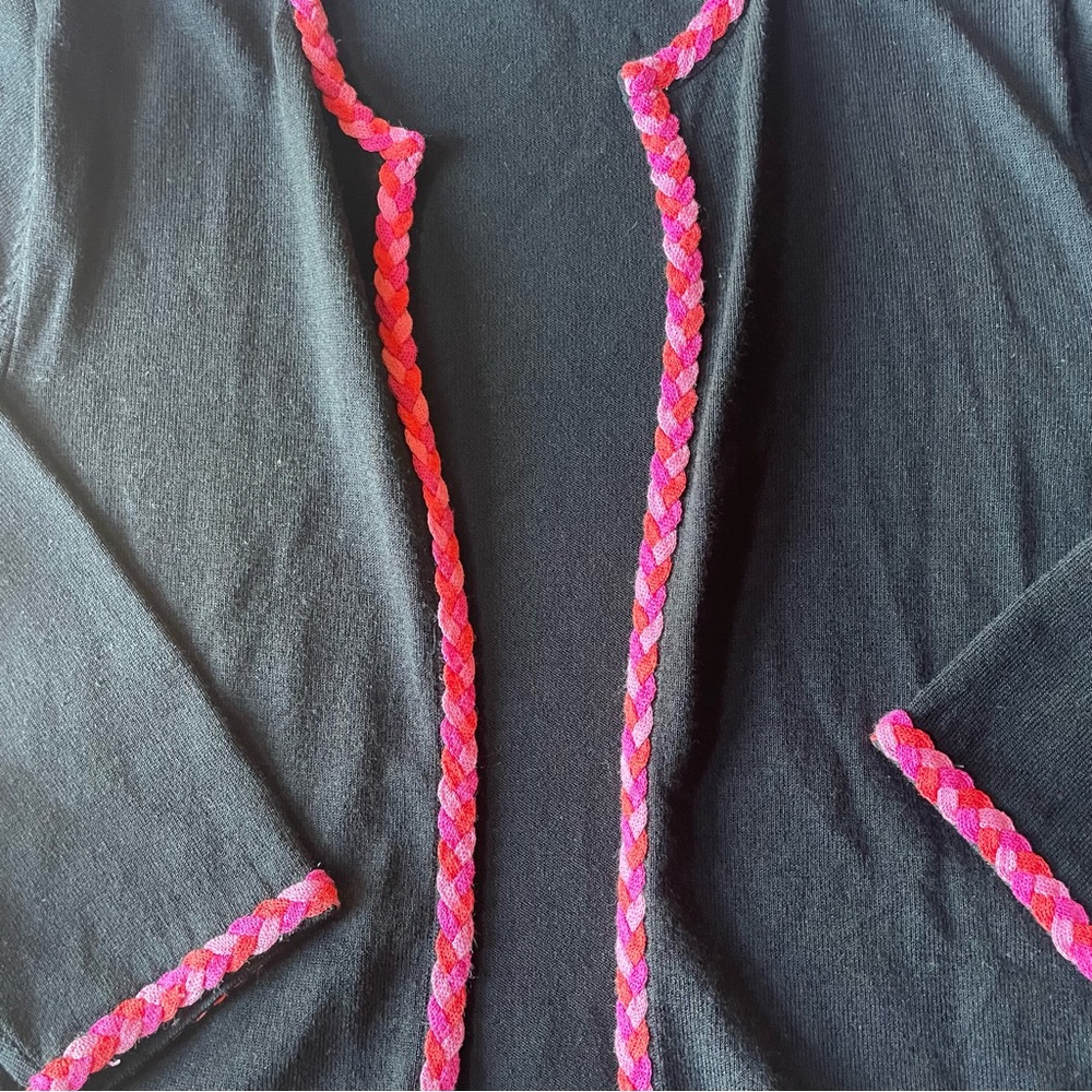 Marisa Cristina Woman's Cardigan With Pink Rope Trim Size Small - Picture 2 of 4
